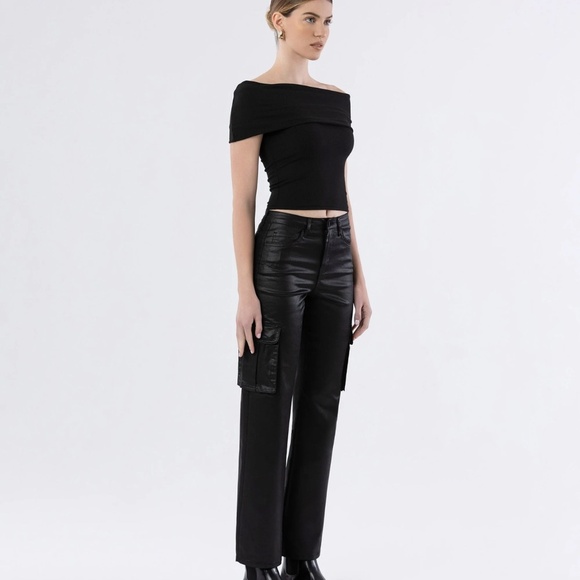 Vervet Astonished high rise coated cargo straight jeans - Picture 2 of 4